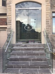 Side Mount Standoff Glass Railings for Stairs with Handrails
