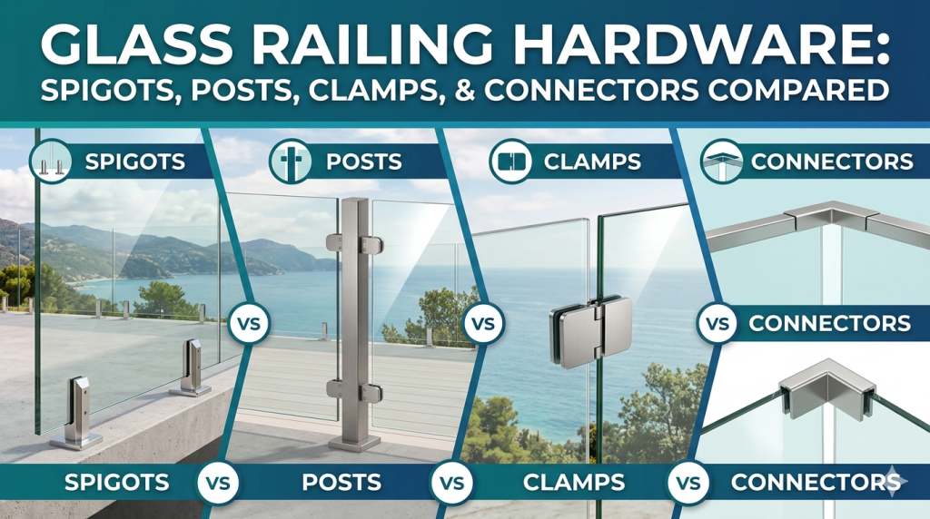Glass Railing Hardware: Spigots, Posts, Clamps, and Connectors Compared